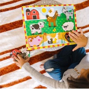 NIB Melissa & Doug Farm Wooden Chunky Puzzle